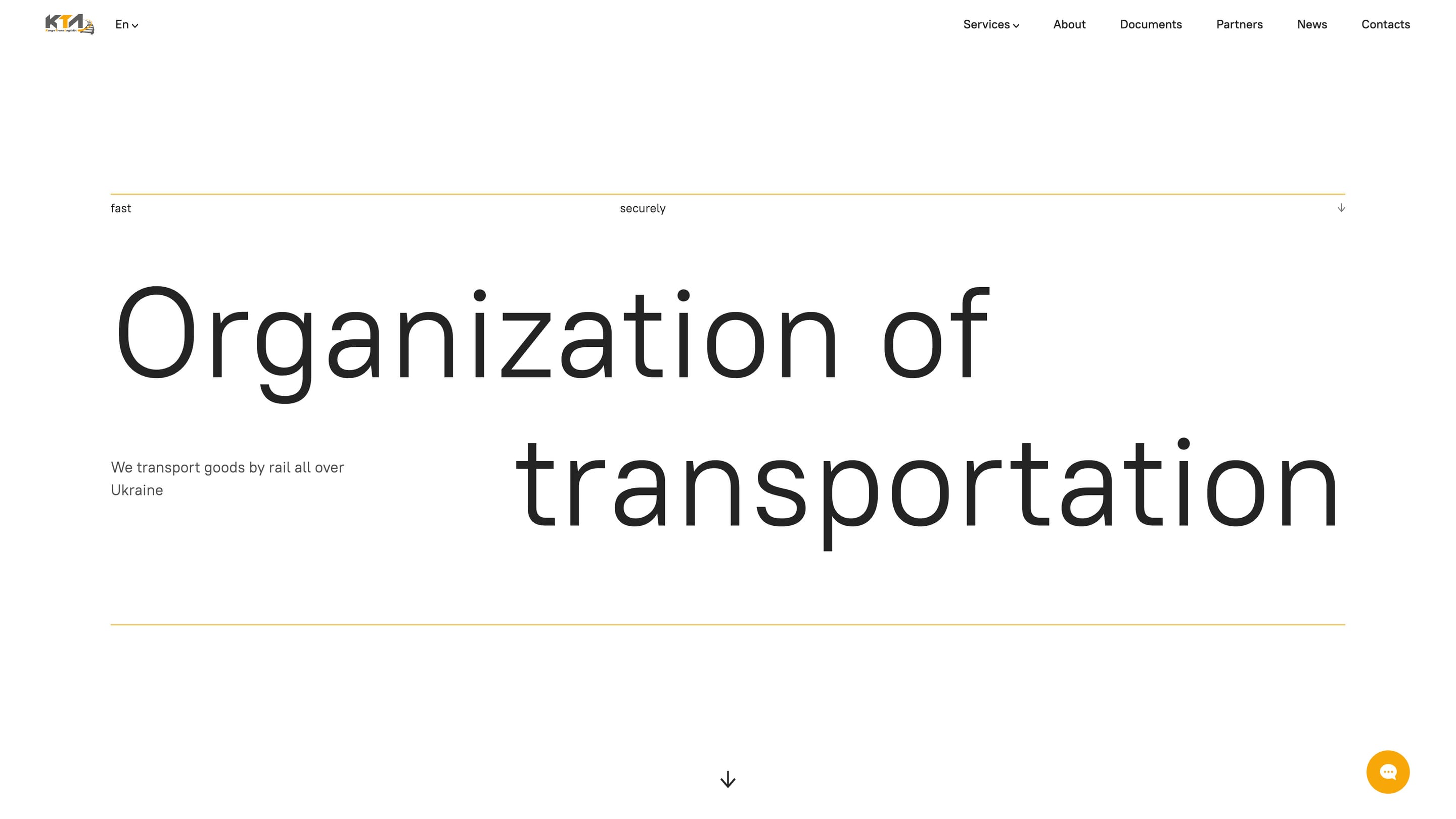 Service page hero titled Organization of transportation in oversized type